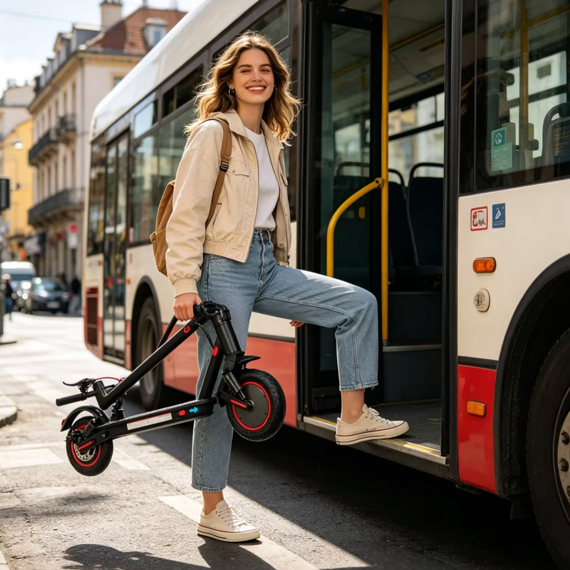 MK Urban Ride Plus 350W en utilisation urbaine, trottinette électrique pliable